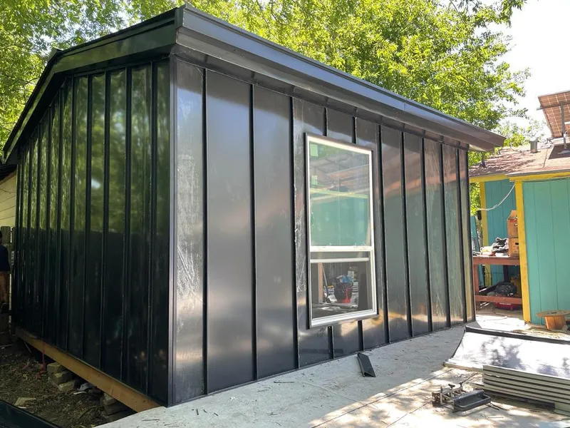 Black standing seam metal wall panels for Metal Roof Installation in Sutherlin